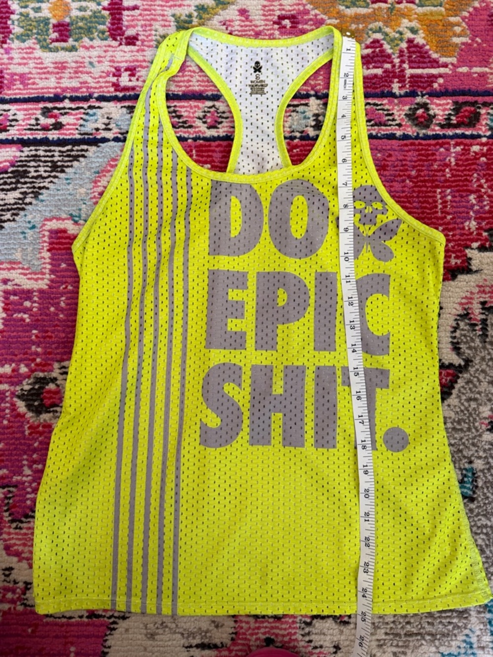 Betty Designs Neon Yellow Racerback Run Tank Do Epic Shit size small - Picture 4 of 5